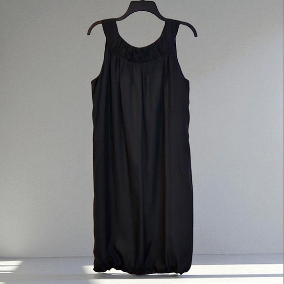 Ellen Tracy Silk Bubble Hem Sleeveless Tie Back Minimalist Dress Black 8 - Picture 12 of 12